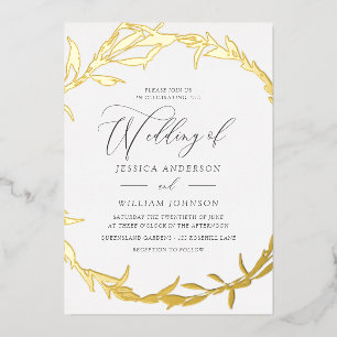 Invitation En Aluminium Beau Mariage à feuille d'or