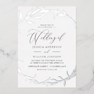 Invitation En Aluminium Beau Mariage à huile de feuille d'argent