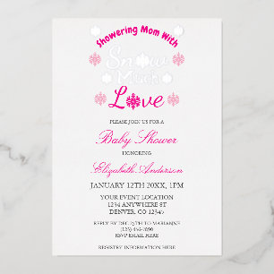 Invitation En Aluminium Beaucoup d'amour pour l'hiver Flocon de neige Baby