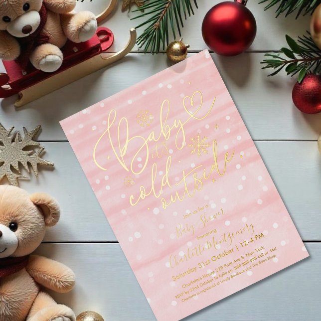Invitation En Aluminium Bébé Il fait froid à l'extérieur Baby shower fille (Créateur téléchargé)