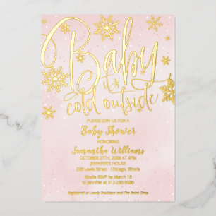 Invitation En Aluminium Bébé il fait froid dehors Fête de bébé Fille Hiver