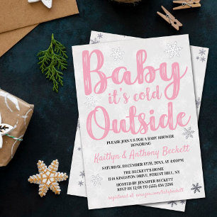 Invitation En Aluminium Bébé il fait froid dehors Fête prénatale d'hiver p