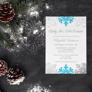 Invitation En Aluminium Bébé il fait froid dehors Flocon de neige Baby Sho