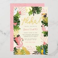 Beige | Aloha Hawaii Tropical Gold Birthday Party