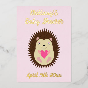 Invitation En Aluminium Belle Bébé Fille Hérisson Rose Baby Shower
