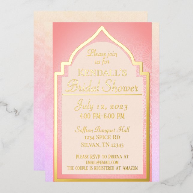 Invitation En Aluminium Belle Fête des mariées indienne des nuits (Recto/Verso)