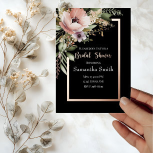 Invitation En Aluminium Belle Fleur Rose sur Mariage Rose Gold