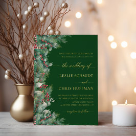 Invitation En Aluminium Berries d'hiver et Pine Aquarelle Mariage de verdu