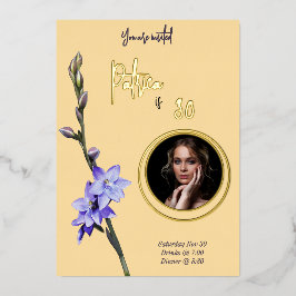 Invitation En Aluminium Beurre Jaune & Lilac SunOrchid Photo Anniversaire