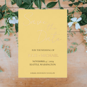 Invitation En Aluminium Beurre Jaune Mariage simple Enregistrer la date
