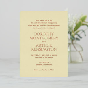 Invitation En Aluminium Beurre moderne Jaune Mariage élégant