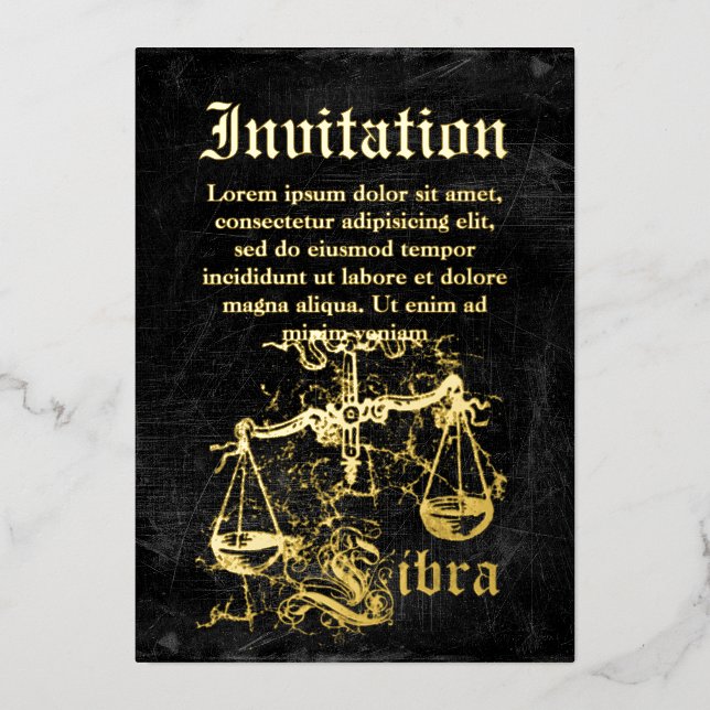 Invitation En Aluminium Bibliothèque vintage de zodiac (Recto)