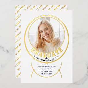 Invitation En Aluminium Bijoux en ossature or inspiré blanc de graduation 