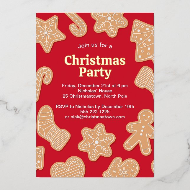 Invitation En Aluminium Biscuits de pain d'épice de Noël doux (Recto)