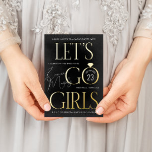 Invitation En Aluminium Black and White Lets Go Girls Bachelorette Party