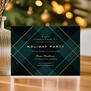 Invitation En Aluminium Black Watch Plaid Corporate Holiday Party