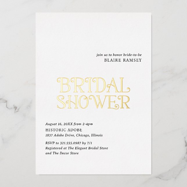 Invitation En Aluminium Blaire Black White Fête des mariées moderne (Recto)