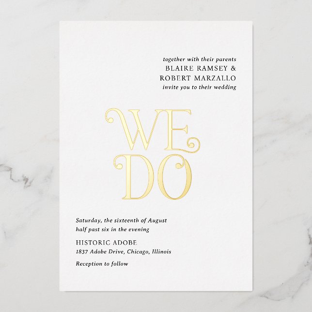 Invitation En Aluminium Blaire Black White Mariage moderne (Recto)