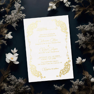 Invitation En Aluminium Blanc Artistique Marbre Floral Paisley Musulman Ma