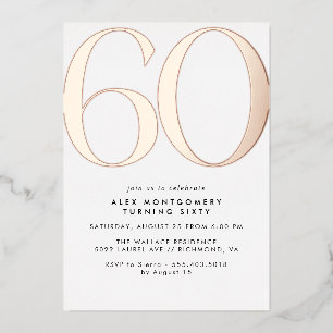 Invitation En Aluminium Blanc et or rose Simple Glam 60e anniversaire