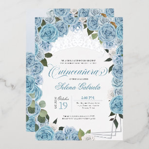 Invitation En Aluminium Bleu clair Rose Princesse Quinceanera Tiara Real