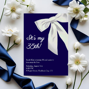 Invitation En Aluminium Bleu de marine et huile d’argent "C’est ma 30e!" É