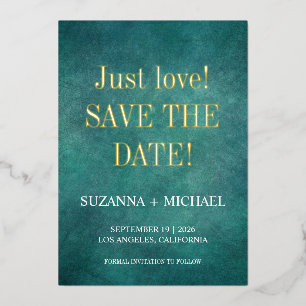 Invitation En Aluminium Bleu moderne, seul amour, sauver la date