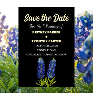Invitation En Aluminium Blue Bluebonnets Floral Photo QR Code Mariage