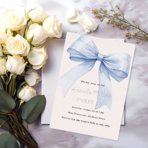 Invitation En Aluminium Blue bow crème beige élégant Sweet 16 argent