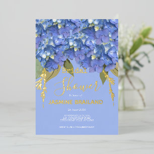 Invitation En Aluminium Blue Hydrangea Blooms Fête des mariées personnalis