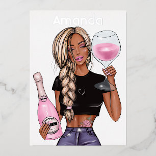 Invitation En Aluminium Blue Jeans Denim Champagne Anniversaire