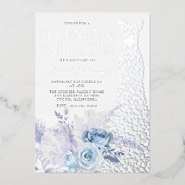 Invitation En Aluminium Blue Rose 70e anniversaire fête Argent
