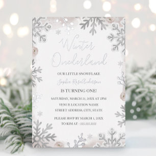 Invitation En Aluminium Blush en feuille d'argent Onederland 1er anniversa