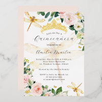 Blush Floral Gold Libellule Quinceanera