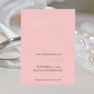 Invitation En Aluminium Blush Pink style simple mariage Enregistrer la dat