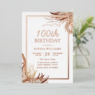 Invitation En Aluminium Bohème Bohème 100ème anniversaire Rose de fête Gol