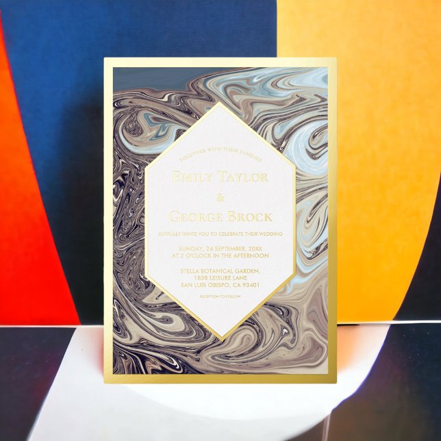 Invitation En Aluminium Bohème minimal Tone Terre Abstrait Mariage Or (Créateur téléchargé)