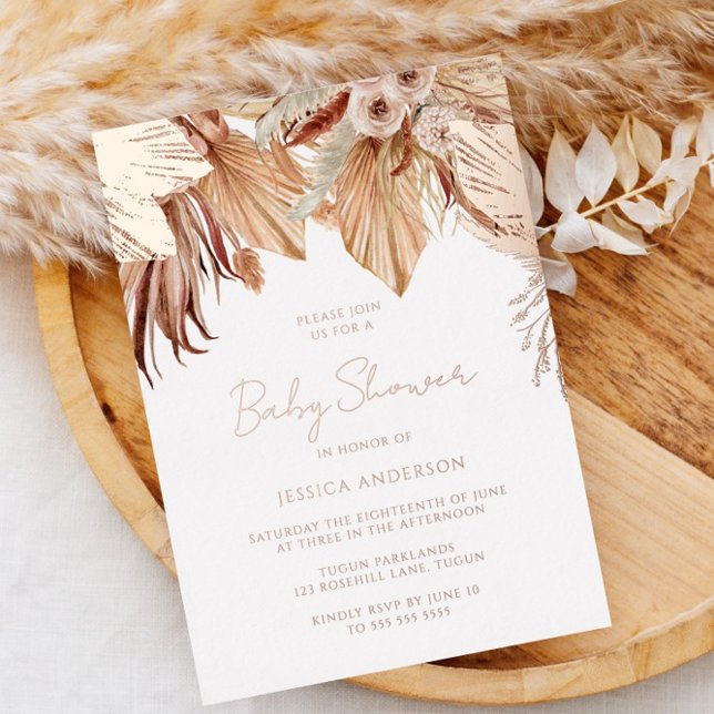 Invitation En Aluminium Bohemian Dream Floral Baby shower Rose or (Créateur téléchargé)