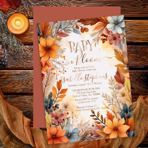 Invitation En Aluminium Boho Baby in Bloom Fall Floral Frame Baby shower