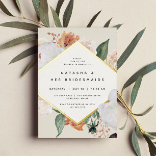 Invitation En Aluminium Boho Blooms Floral Bridesservantes Déjeuner ou bru
