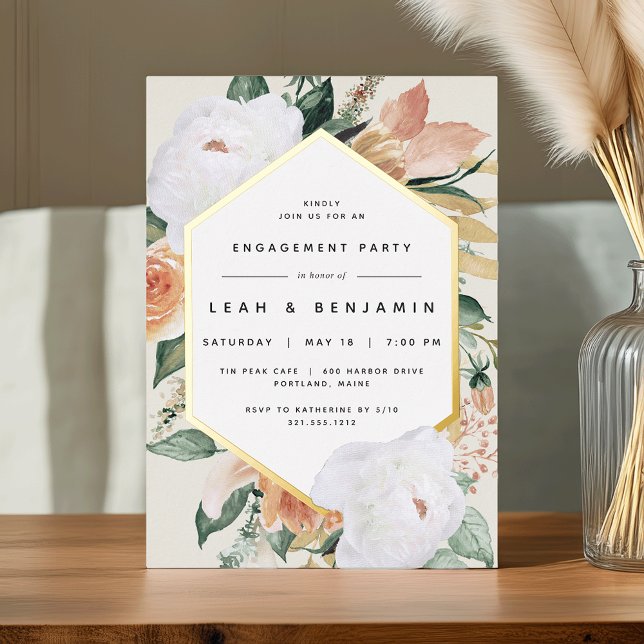 Invitation En Aluminium Boho Blooms Moderne Floral Engagement Party (Créateur téléchargé)