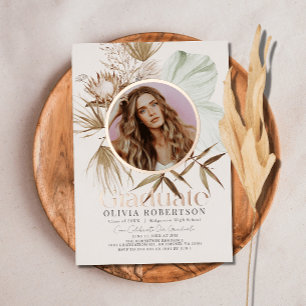 Invitation En Aluminium Boho Botanique Reviera Terreux Photo Diplôme