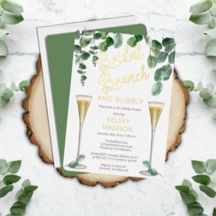 Invitation En Aluminium Boho Eucalyptus Champagne Bridal Brunch et Bubbly