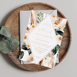 Invitation En Aluminium Boho LG Texte Boho Cuivre Pampas Mariage Floral 3