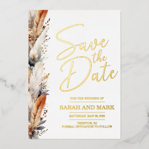 Invitation En Aluminium Boho moderne Sauvez la date avec la photo Retour