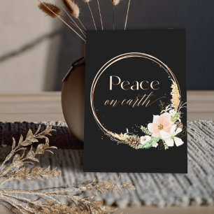 Invitation En Aluminium Boho Neutral Floral Real Gold Photographie Noël