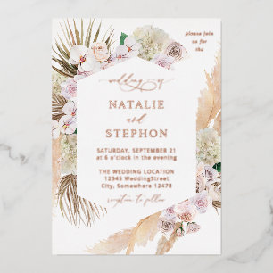 Invitation En Aluminium Boho Pampas Grass Beach Floral Mariage
