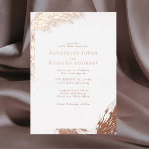 Invitation En Aluminium Boho Pampas Pas de parents Mariage Rose Or