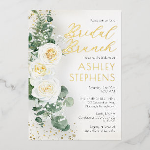 Invitation En Aluminium Boho Rose Blanche Florale   Brunch de Mariage Euca