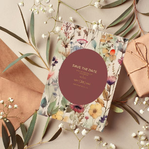 Invitation En Aluminium Boho Watercolor Muet Tones Fleurs sauvages Mariage